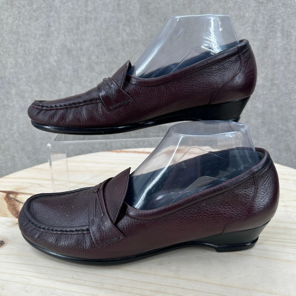 SAS Easier Loafers Womens 9.5 N Burgundy Leather Comfort Slip On Shoes